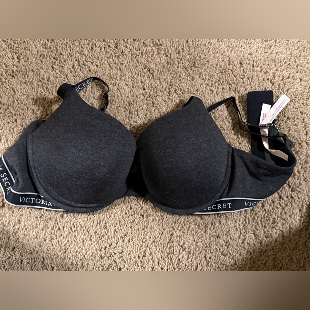 Victoria's Secret Charcoal Bra with Logo Straps